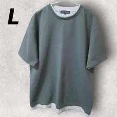 メンズ Tシャツ 半袖 ゆったり 大きめ カジュアル L グリーン系