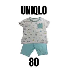 訳あり【UNIQLO ユニクロ】半袖パジャマ　セットアップ　おさかな　ベビー80