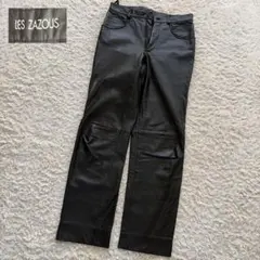 LES ZAZOUS ザズー 牛革 本革 ブラック レザーパンツ ストレート