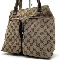 グッチ トートバッグ ショルダー GGキャンバス レザー ベージュ 肩掛け