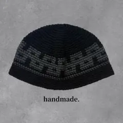 クラッシャーハット　ブラック×グレー　バケハ　ビーニー　男女兼用　ニット帽