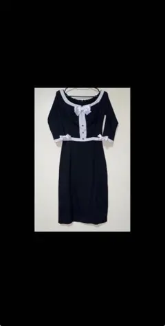 訳あり ガーリー ワンピース リボン バイカラー 上品 大人可愛い