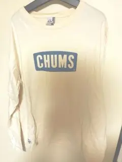 【今秋オススメ】CHUMS 長袖カットソー L クリーム色 胸ロゴ ロンT