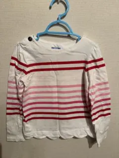 jacadi 赤とピンクのストライプ 長袖カットソー 8A