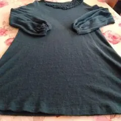 クールカレアン　ダークグリーン フリル付きチュニック