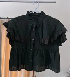 【お値下げ】w closet ダブルクローゼット フリルブラウス ブラック