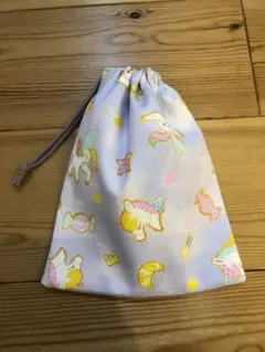 コップ袋(片紐) ユニコーンペガサス柄　パープル  ハンドメイド