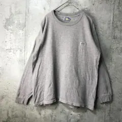 B1570古着　トレーナー　スウェット　ワンポイント　ブラウングレー