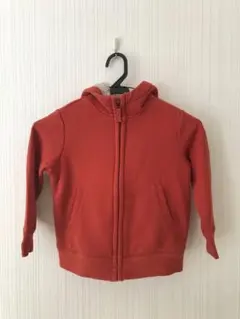 オレンジ フード付き ジッパーパーカー