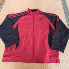 adidas ジップアップジャケット 赤/黒140センチ　裏起毛