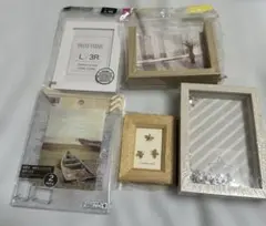 フォトフレーム 5点セット L判 3R ハガキサイズ 木目 写真立て 未使用