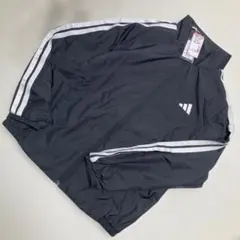 新品未使用　レディース adidas 黒 ストライプ ウィンドブレーカー M