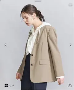 BEAUTY&YOUTH カットオフ カラーレス ジャケット　36