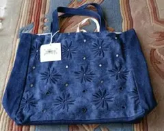 未使用!!! INÉD ネイビー 透かし 花柄刺繍トートバッグのサムネイル