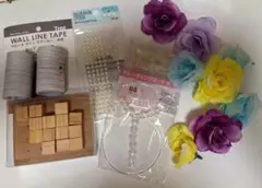 ぬいぐるみスタンド　セリア　パール　シール　リフィル　ウォールステッカー　造花
