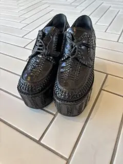 PRADA レザー　レースアップシューズ　　woven leather 38