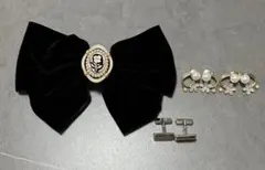 【まとめ売り】リボンバラモチーフ ヘアアクセサリー ピアス カフリンクス セット