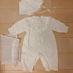 ベビードレス セレモニードレス 帽子付き ホワイト