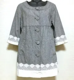 ジャケット　ノーカラー　麻混