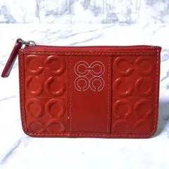 【希少✨️】COACH(コーチ)コインケースポーチ オプアート型押しパテントレザー
