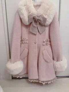 【LIZLISA】ビジューリボンミニ丈Aラインコート ピンク