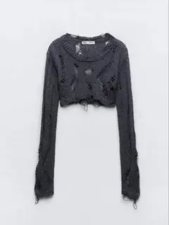 ZARA ザラ ダメージニットトップス レイヤードニットトップス