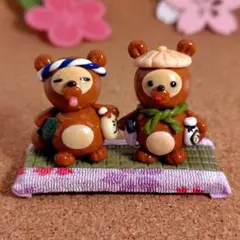 元祖！仲良し 信楽さんと呑兵衛さん(キーホルダー変更可)　　ハンドメイド たぬき
