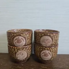 【値下げ】相撲柄　湯呑み4個セット　大相撲