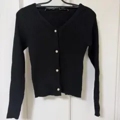GRL ブラック Vネック リブ編みセーター Mサイズ