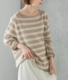 NOBLE ペーパーヤーン ボーダー プルオーバー