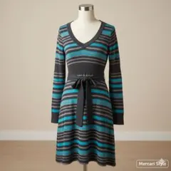 ♥最終お値下　ストライプ Vネック ニットワンピース