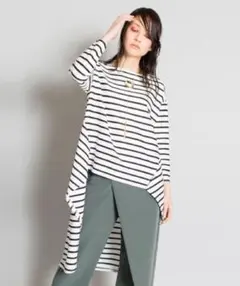 osmosis 九分袖バックロングボーダーカットソー