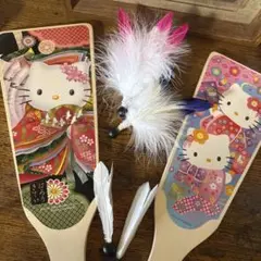 ハローキティ　羽子板　ちりめん細工 1999年製 サンリオ ハローキティ スタンド付きちりめん羽子板