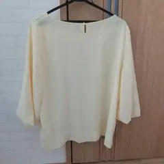 アリスバーリー 淡い黄色のボートネックブラウス L