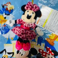 ディズニー ミニー ヒョウ柄 ぬいぐるみチャー厶 ピンク レオパード