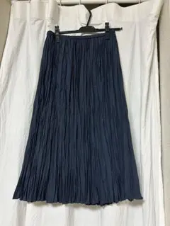 【mizuiro ind】ワッシャープリーツスカート ネイビー