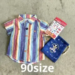 JUNK STORE 半袖ブラウス　90size 巾着➕布マスクの3点セット♪