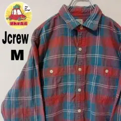 USA古着 Jcrew ネルシャツ　M ブルー　オレンジ　チェック