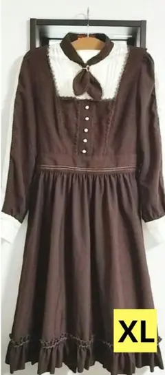 ボディライン クラシカルロリータ ワンピース ブラウン ゴスロリ ドレス