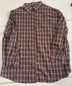 ( DAZY )バーガンディ チェック柄 長袖シャツ