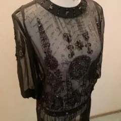 シースルー　ビーズ　ワンピース　チュニック　透け