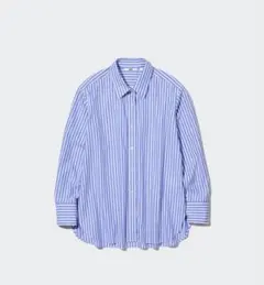 UNIQLO 長袖シャツ XL 青と白ストライプ