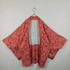 【ヴィンテージ】羽織　着物　kimono haori 赤 和風カーディガン