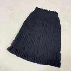 LE RUBAN D'OR　チュールスカート　ひざ丈　フレア　黒　ブラック　38