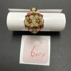 ハンドメイド 多色ビーズリング 6号