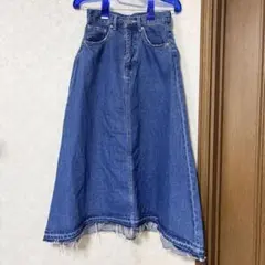 AZUL BY MOUSSY デニムロングスカート フレア Aライン ブルー Sのサムネイル