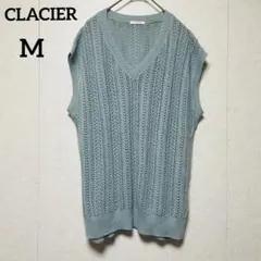 GLACIER グラシア 透かし編み ニットベスト Vネック 春夏 レイヤードM