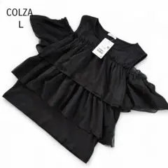 COLZA コルザ 未使用 肩あきフリルトップス レース L ブラック