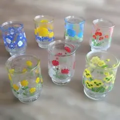 花柄ガラスコップ 7個セット