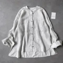 タグあり＊HUMAN WOMAN ハードマンリネンブラウス S グレーのサムネイル